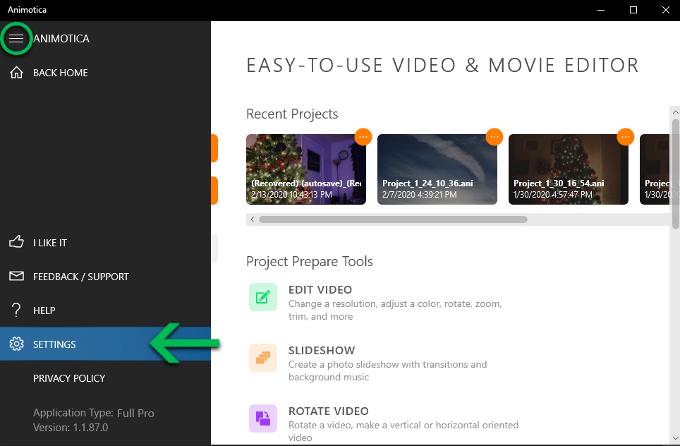 How to recover a damaged or lost Animotica project?