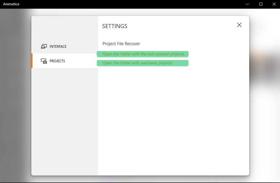 How to recover a damaged or lost Animotica project?